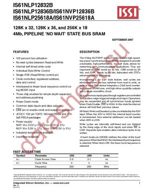 IS61NLP25618A-200B3LI datasheet  